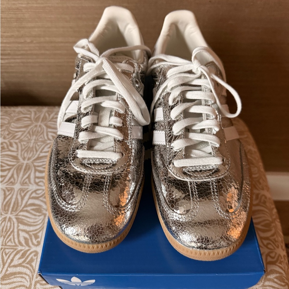 adidas silver metallic women's sneaker.  Size 10